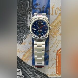 Men’s 36mm Luxury Stainless Steel Automatic Watch “OP” Style Blue Dial
